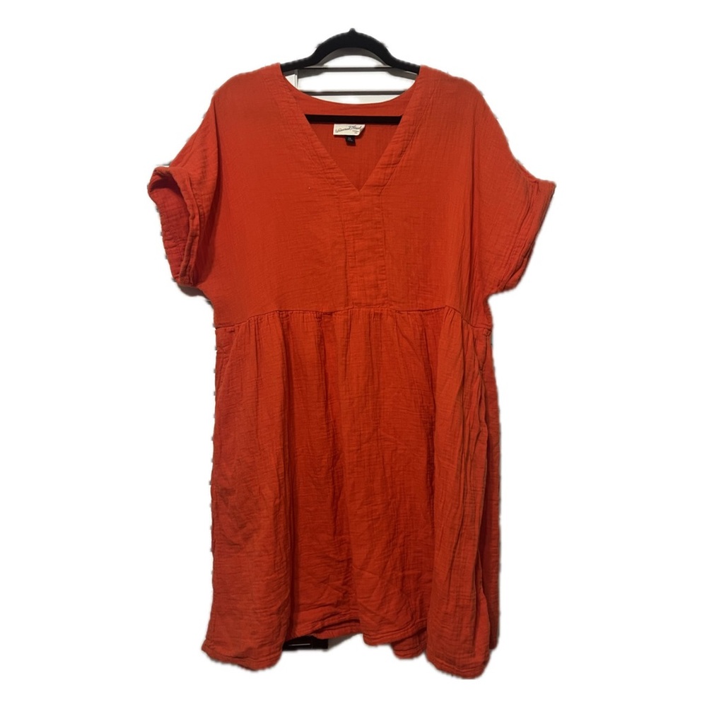 Universal Thread Bright Orange-Red V-Neck Dress